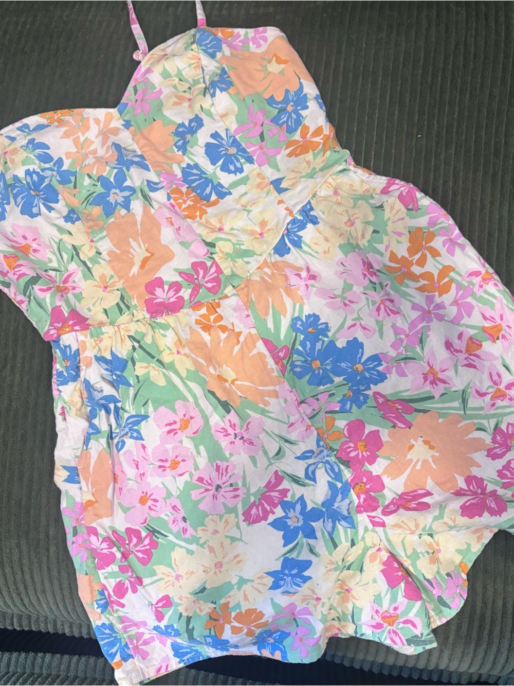 Old Navy Pink and Green Floral Strapless Romper